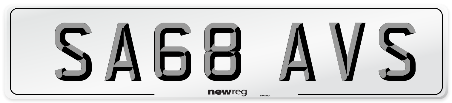 SA68 AVS Number Plate from New Reg